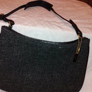 COACH Authentic Wool Mini Leather/Shoulder Bag- Black/GREY BLEND